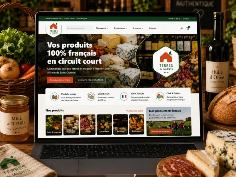 Site e-commerce créé pour Terres de Talents, produits du terroir