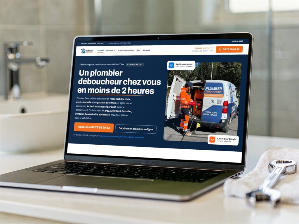 Site internet de Plumber Déboucheur, débouchage de canalisation dans le Val-d’Oise, dans une salle de bains